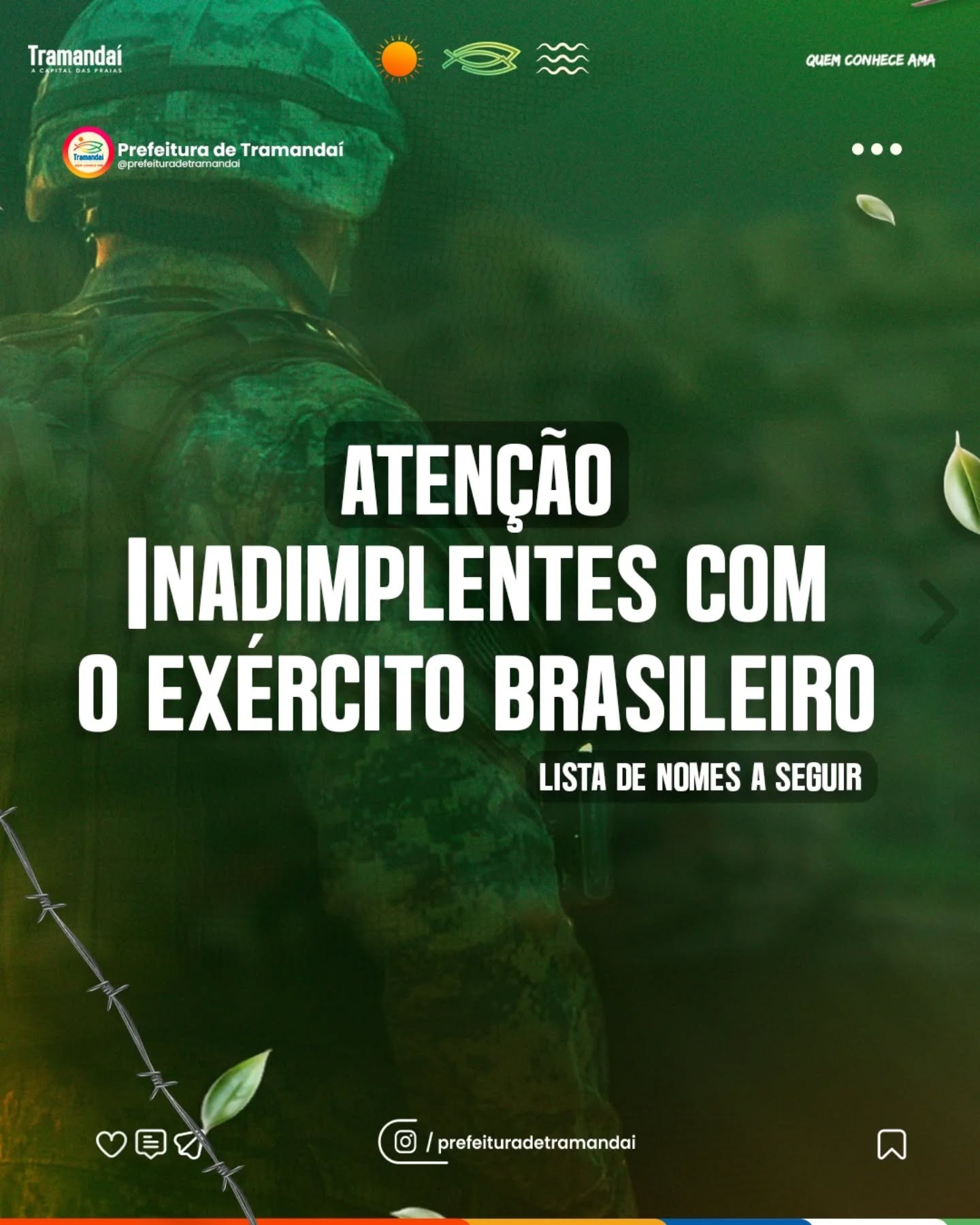 A Prefeitura de Tramandaí, através da Junta de Serviço Militar, informa que as pessoas citadas na lista divulgada não compareceram à Comissão de Seleção do Exército Brasileiro.