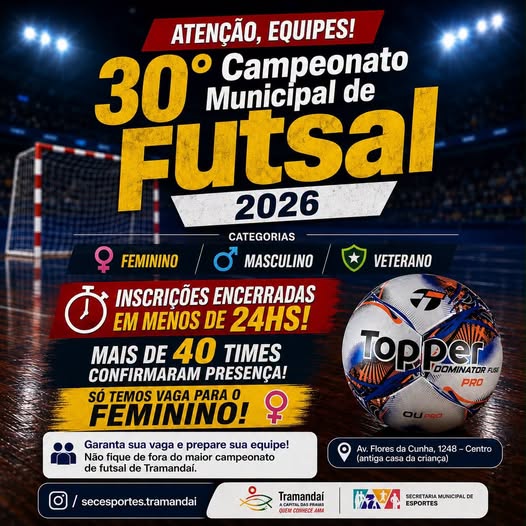 A Prefeitura de Tramandaí, através da Secretaria Municipal de Esportes, prepara mais uma edição do tradicional Campeonato Municipal de Futsal, reunindo equipes nas categorias Feminino, Masculino e Veterano.