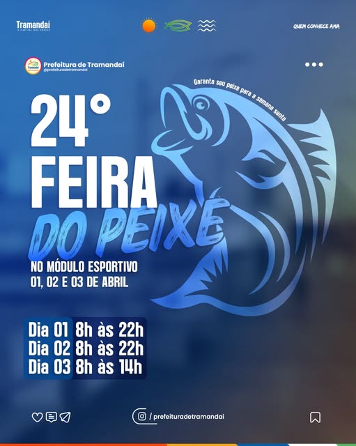 A Prefeitura de Tramandaí, através da Secretaria de Pesca e Agricultura, convida a comunidade para prestigiar a tradicional Feira do Peixe, garantindo produto fresco e de qualidade para a Semana Santa.