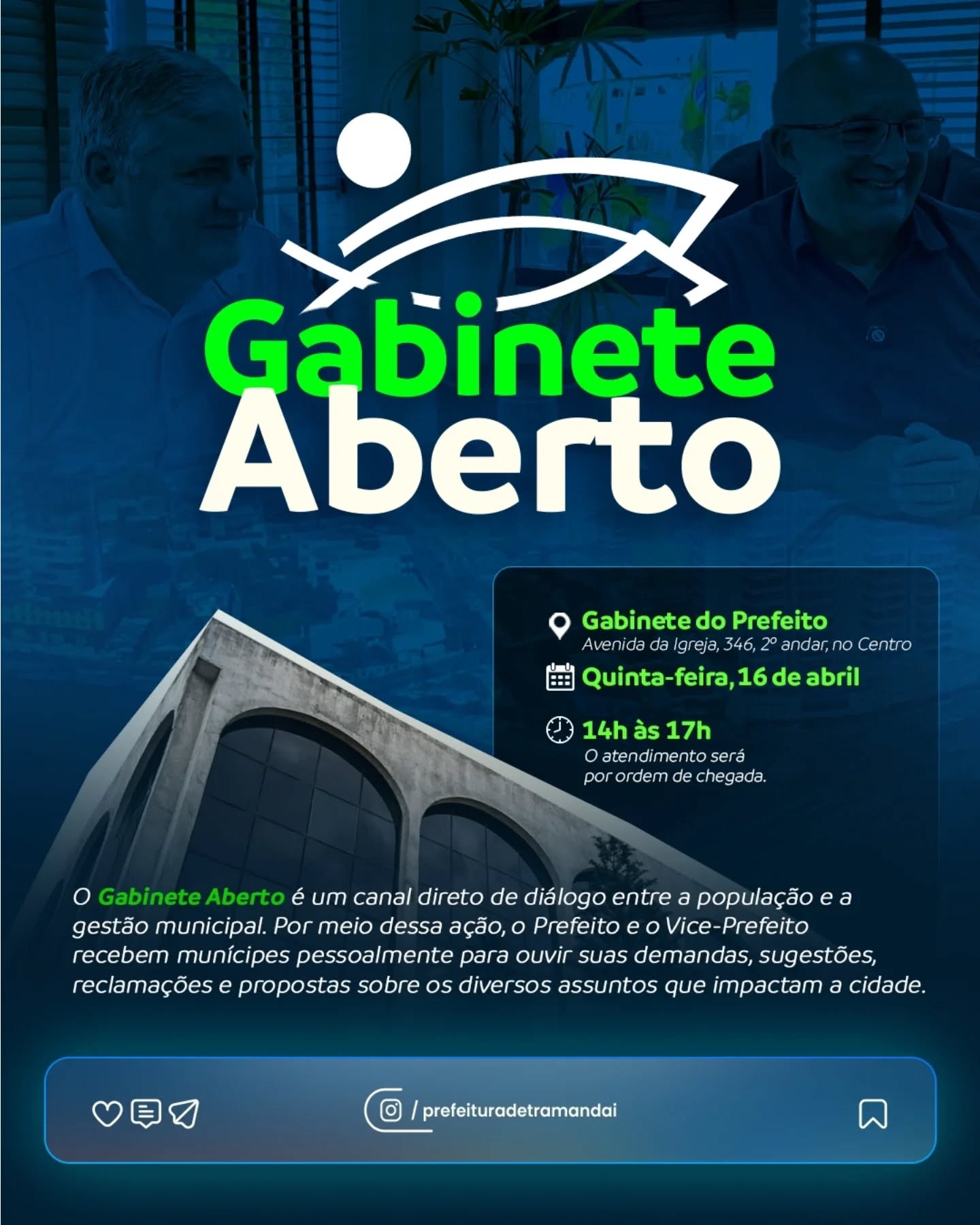 A Prefeitura de Tramandaí convida a comunidade para mais uma edição do Gabinete Aberto, um espaço de escuta, diálogo e construção conjunta.